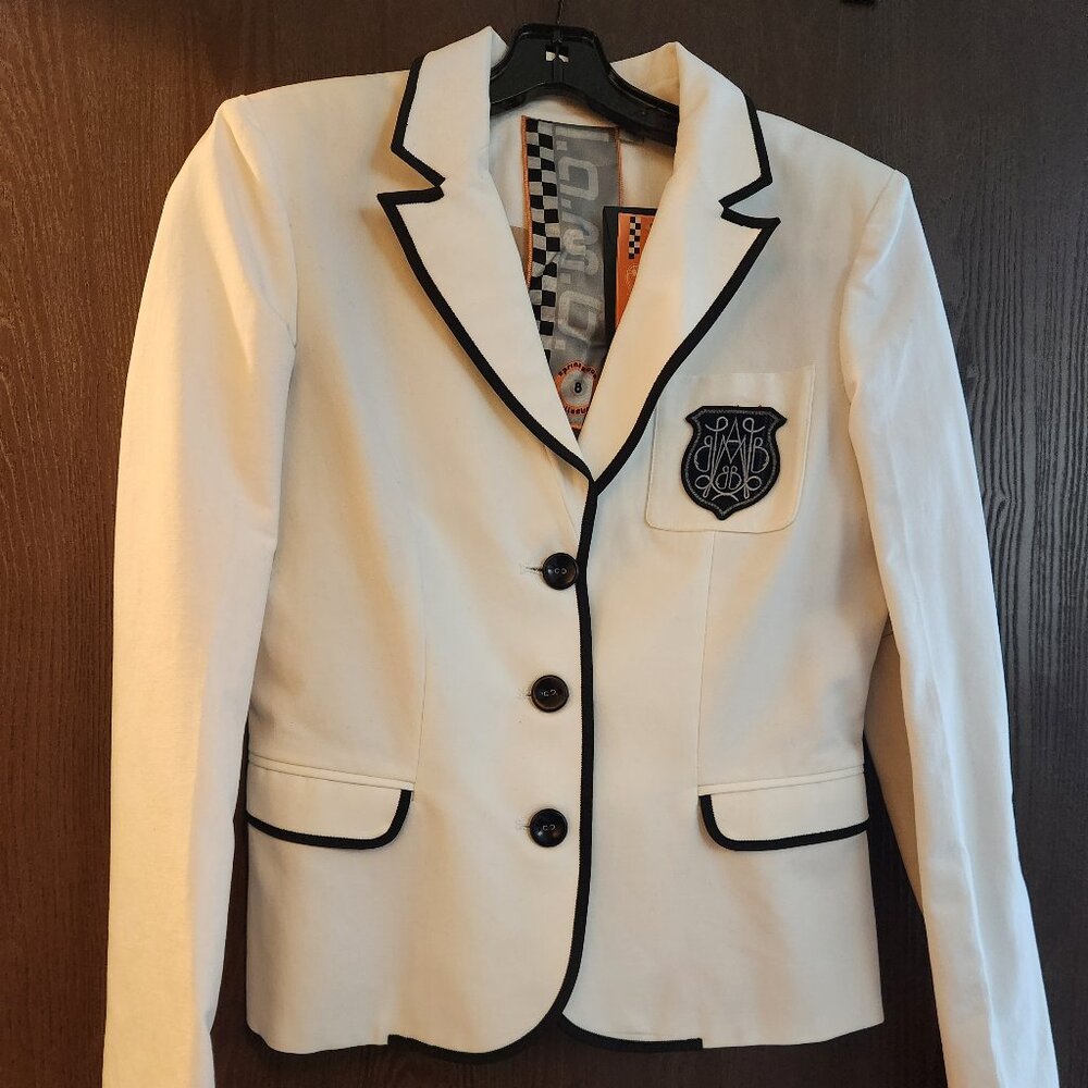 *New* L.A.M.B. Beautiful White Blazer with black trim, Size 8